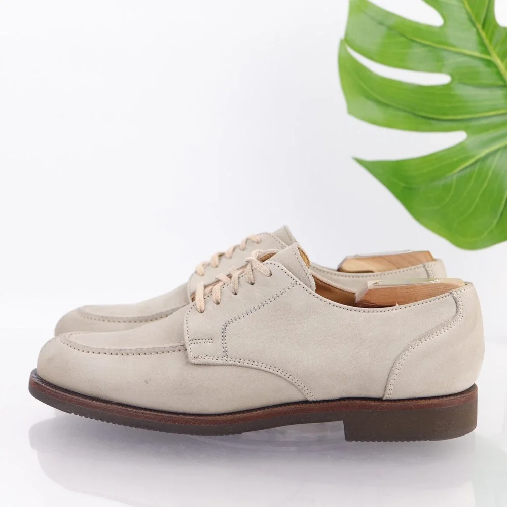 VTG USA Cole Haan Mens White Bucks Size 8.5 M Oxford Dress Shoes Vibram Gum Sole